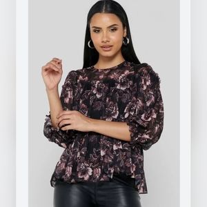 TED BAKER Ballou Tiered Ruffle-Detail Crepe Blouse